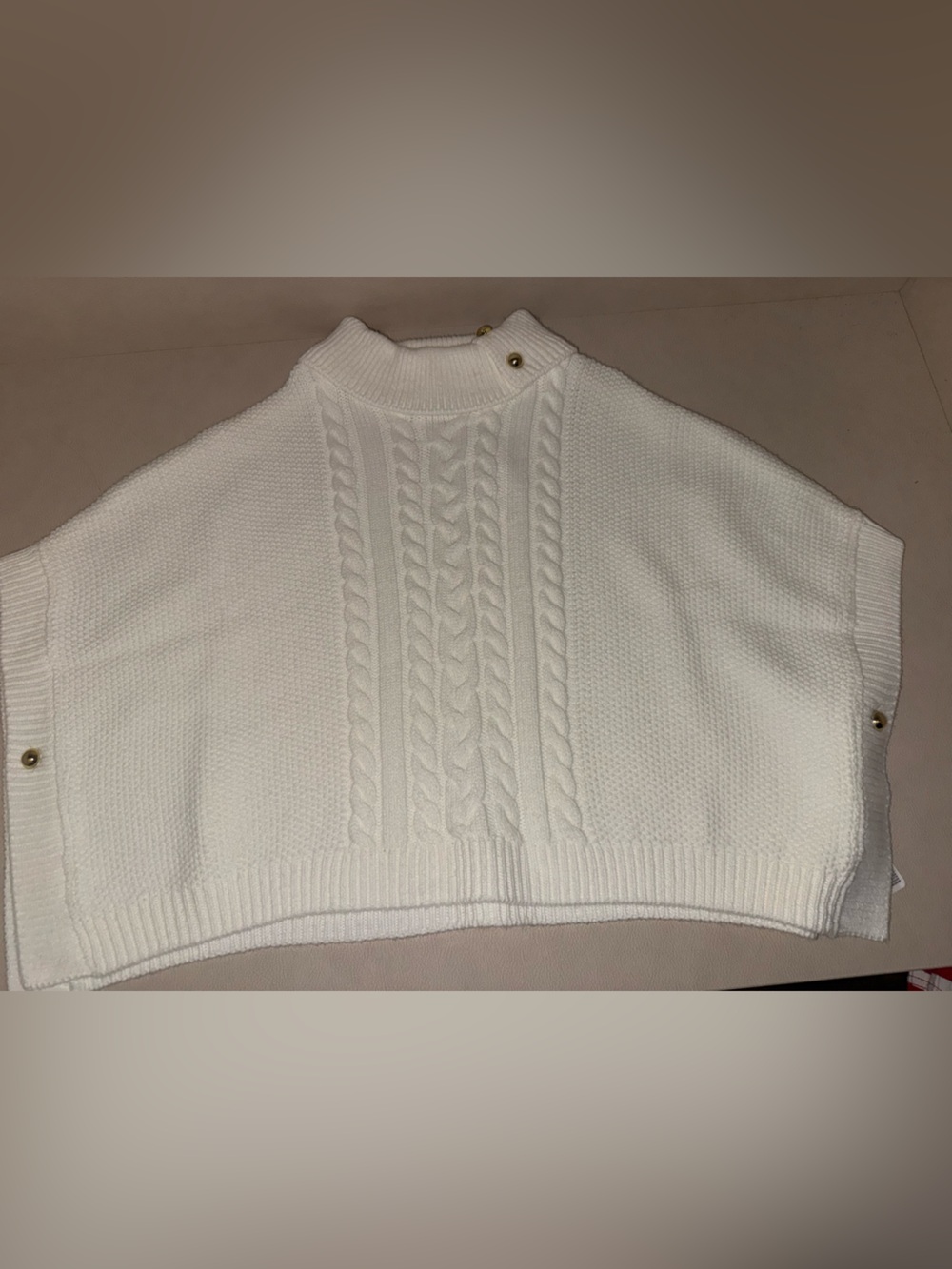 Janie and Jack Ivory Cable-Knit Mock Neck Sweater with Button Trim
